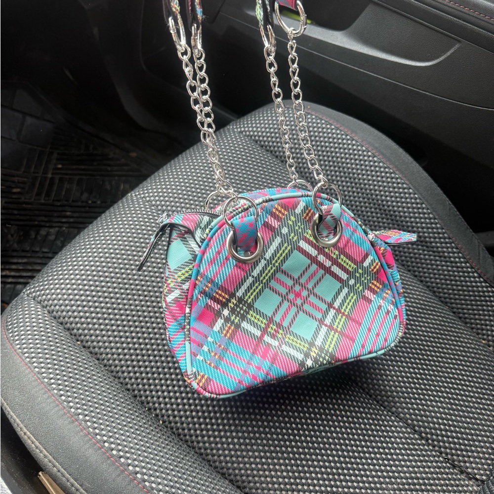 Vivienne Westwood Multicolor Plaid Mini Bag with Silver Orb Logo - Picture 4 of 6